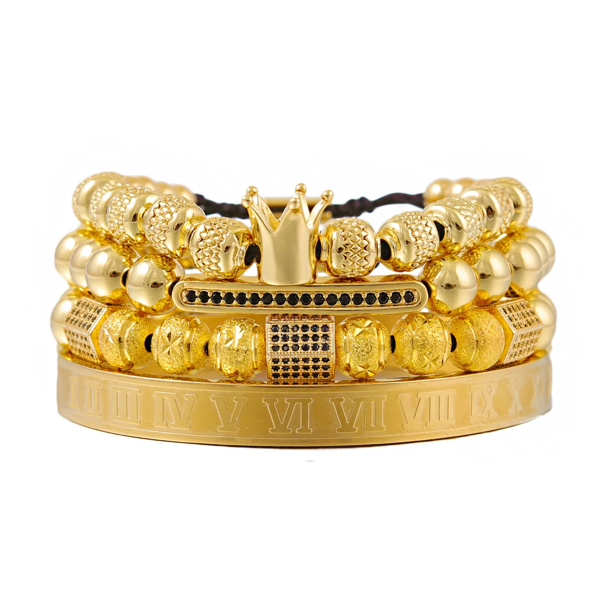 4 шт./компл. Роскошные Медь бусины королевской короны Для мужчин браслет из