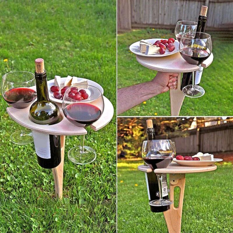 

Outdoor Wine Table Mini Wooden Portable Picnic Party Table Wine Glass Racks Collapsible Racks With Base Support Dropshipping