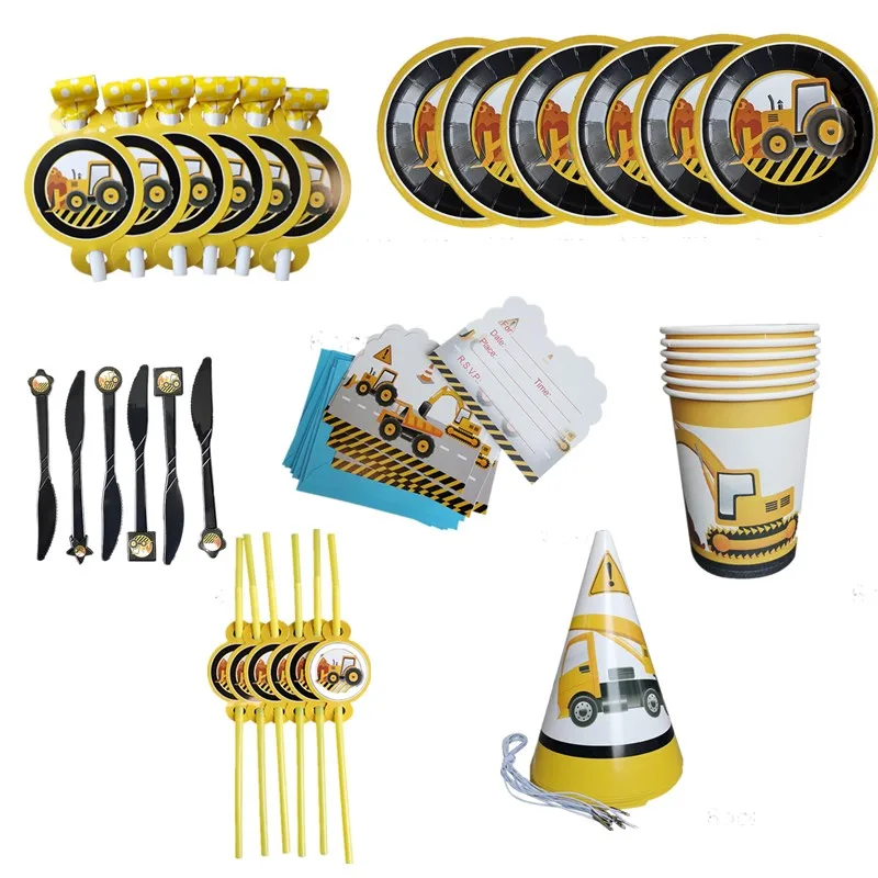 6 шт. строительная тематическая вечеринка на день рождения одноразовая