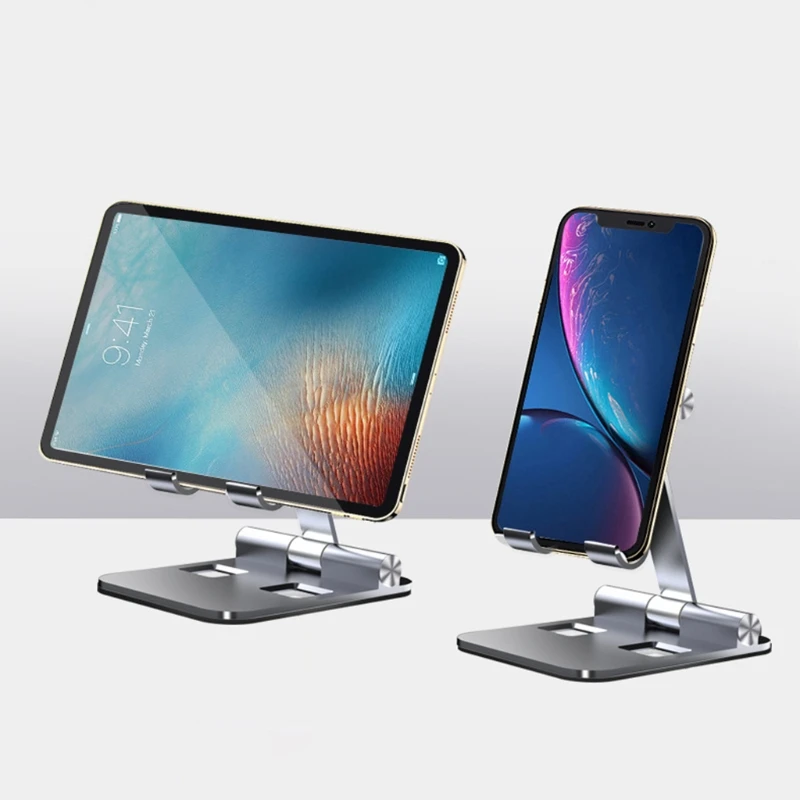 

Aluminium Alloy Dual Foldable Desktop Rotary Tablet Stand Mobile Phone Holder Mount Bracket for -iPhone for iPad for Cellphones