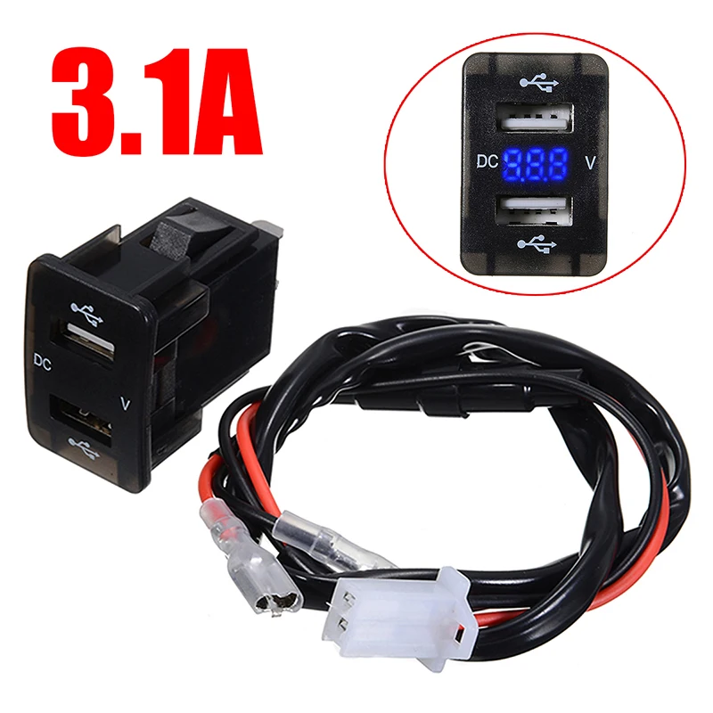 3.1A автомобильное зарядное устройство розетка двойной USB порт зарядное напряжение дисплей адаптер питания Разъем питания светодиодный Вольтметр метр для сотового телефона