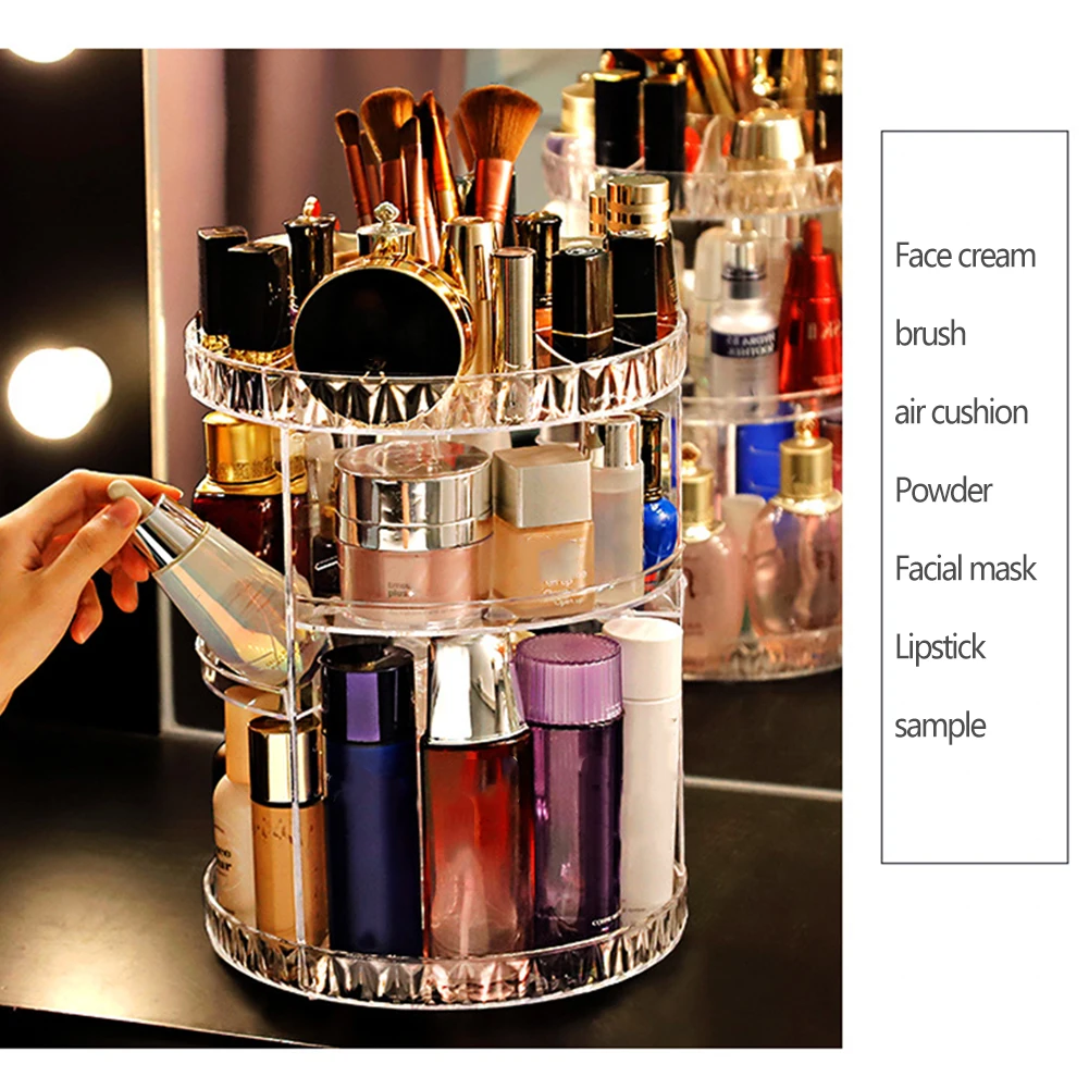 

Plastic Clear Cosmetic Storage Organizer Multi-function Rotatable Lipstick Skincare Holder Box Finishing Racks Holder