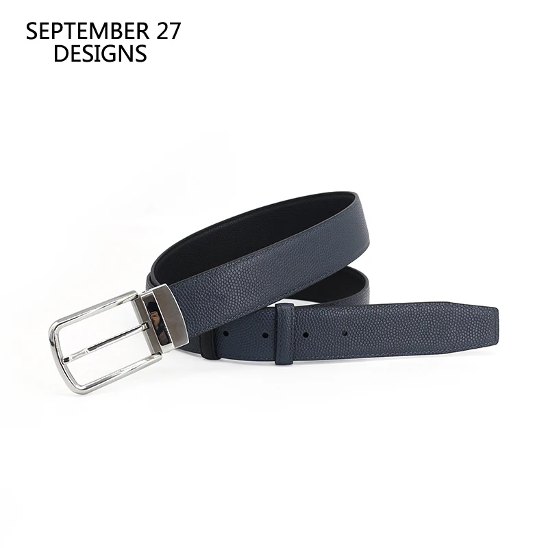 Belts Men Genuine Leather Luxury Male Business Belt Double-sided Top Quality Real Cow Leather Casual Pin Buckle Fashion Belts