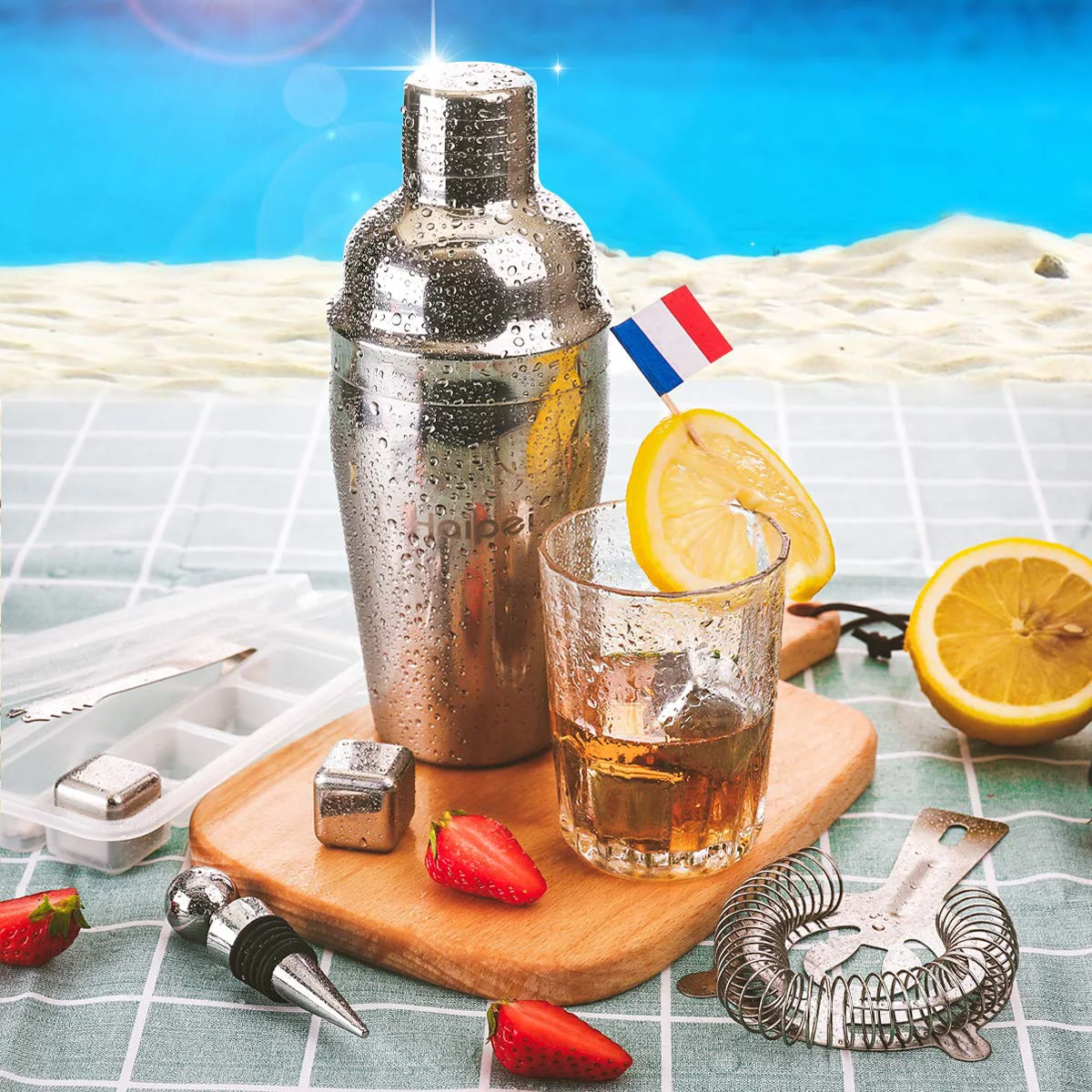 HAIPEI 22 шт. шейкер Mojito для коктейлей, бар, миксер, миксер, барная посуда, барные наборы из нержавеющей стали, инструменты бармена с камнями для виски