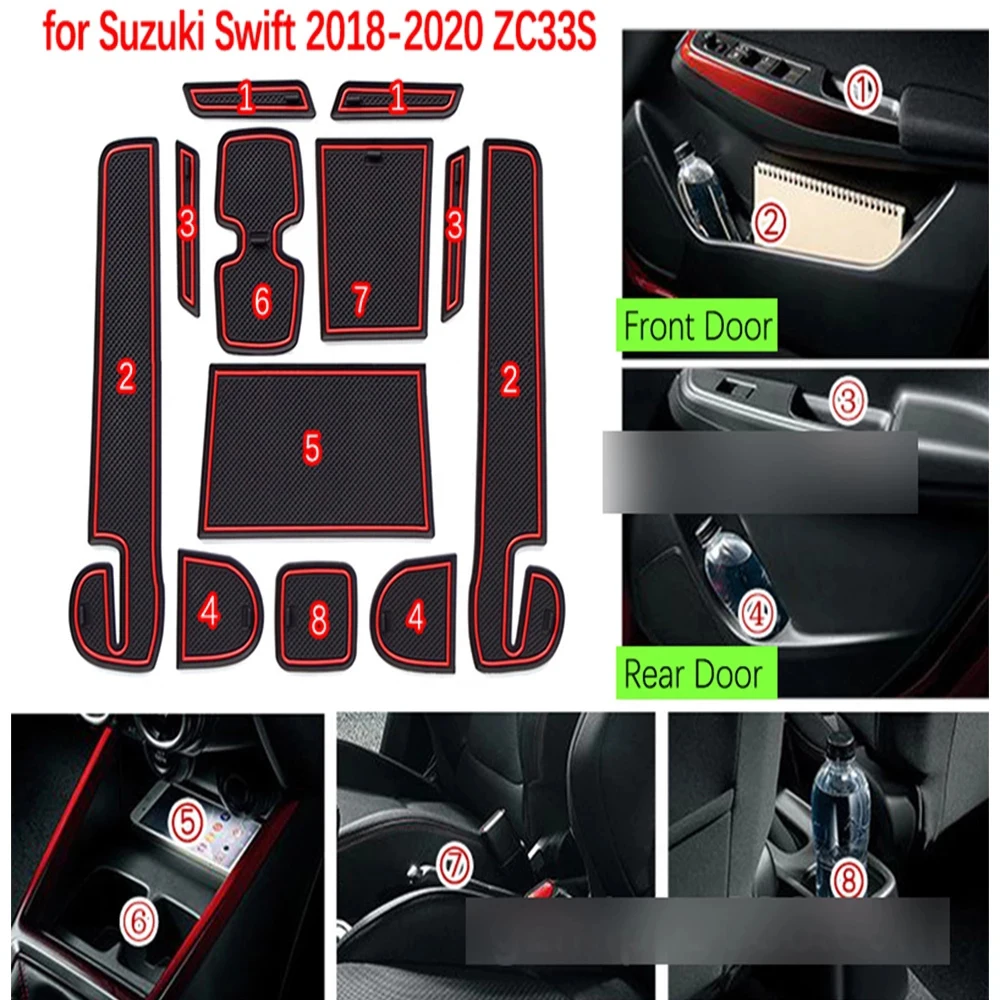 Резиновый нескользящий дверной коврик с желобом для Suzuki Swift Accessories Sport 2018 2020 Cup Phone |