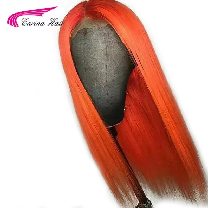 Carina, перуанские волосы Remy, прямые, человеческие волосы, парики 13*3, оранжевые, с волосами младенца, натуральные волосы, Отбеленный узел