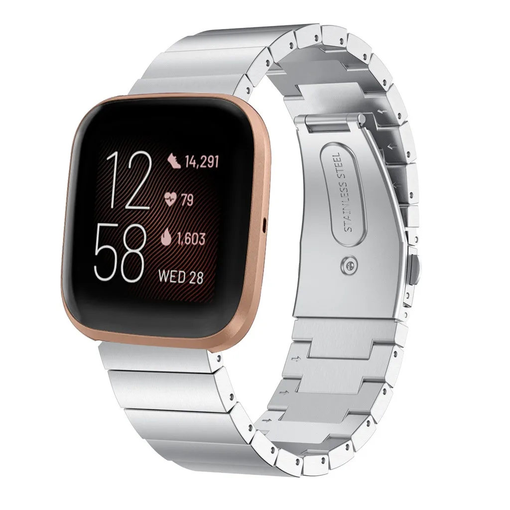 Ремешок из нержавеющей стали ремешок Браслет замена для Fitbit Versa 2 сменный Браслет наручных часов Ремешок для умных часов Ремешок