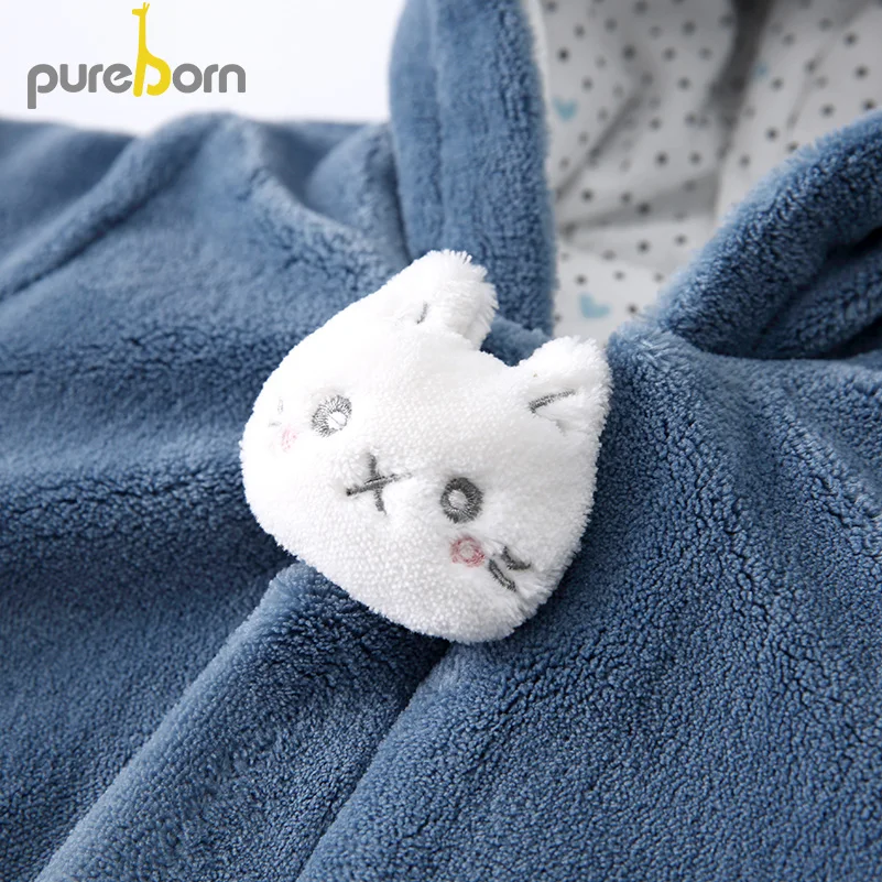 Pureborn новорожденных унисекс Детский комбинезон с капюшоном для мальчиков и