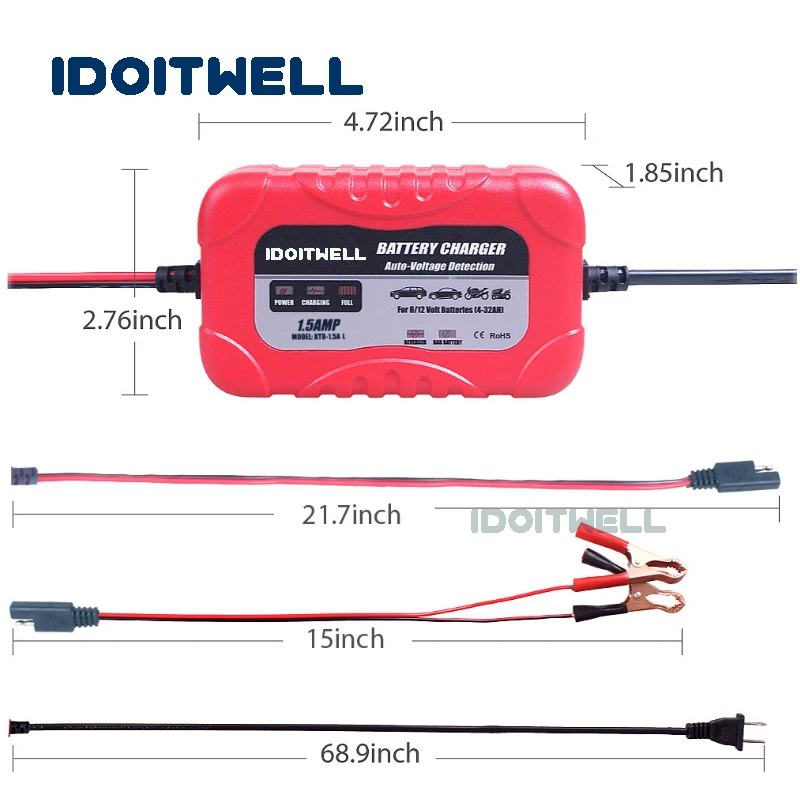 Авто vlitage detection 6V 12V зарядное устройство 1.5A игрушечный мотоцикл свинцово