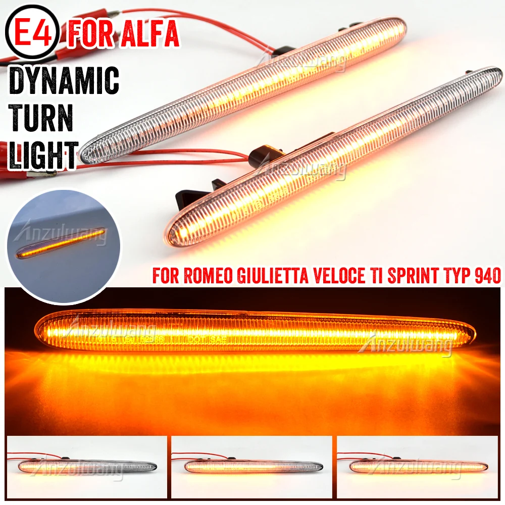 

2Pcs Dynamic LED Side Marker Turn Signal Blinker Light For Alfa Romeo Giulietta 940 Juliet Sprint Veloce 10-21 Canbus Error Free