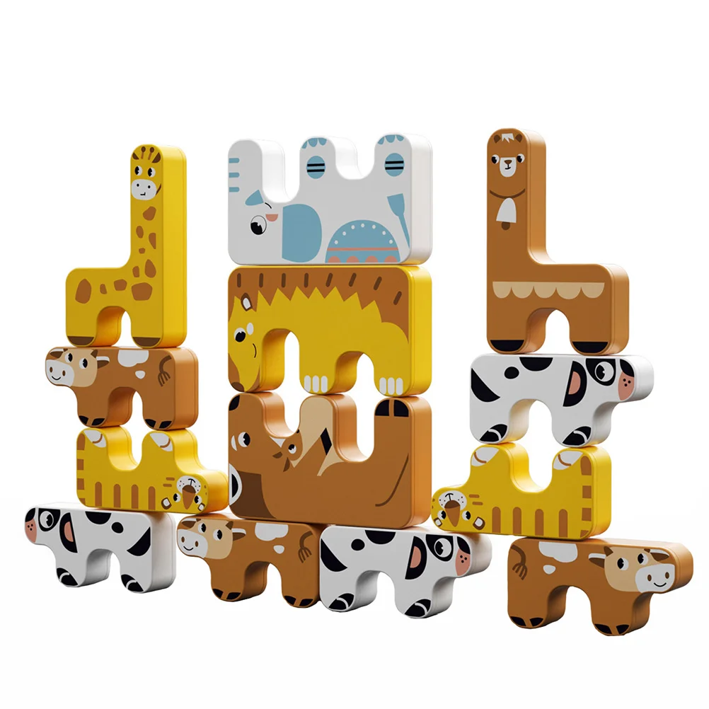 

1 Set/15PCS Animal Stack Plaything Puzzle Color Balance Blocks Toy(Random Color)