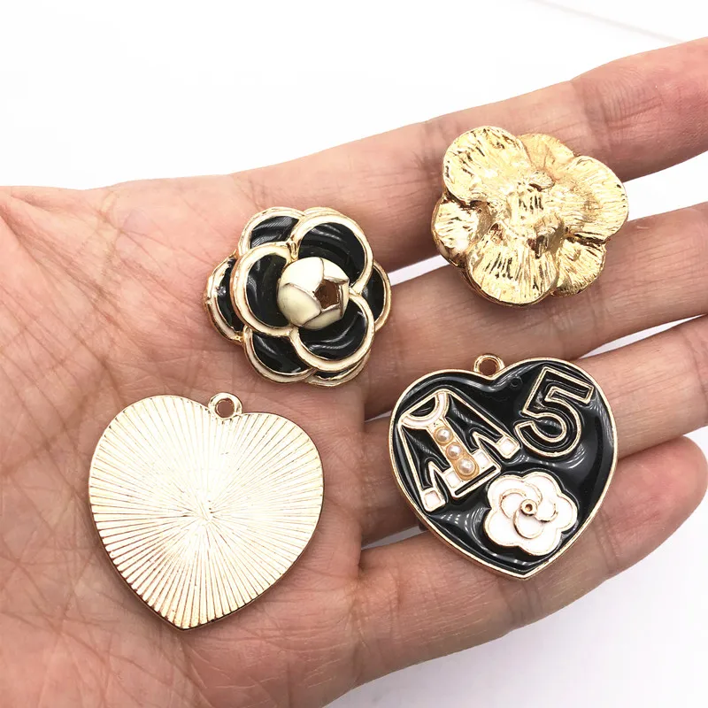 5 шт./упак. спринтом Цифры сердце 3D цветок сплава и металлическими декоративными