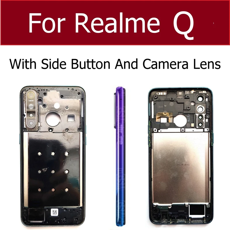 lcd front frame housing bezel cover case for oppo realme 5 pro q middle frame withwithout side button and cam lens repair parts free global shipping