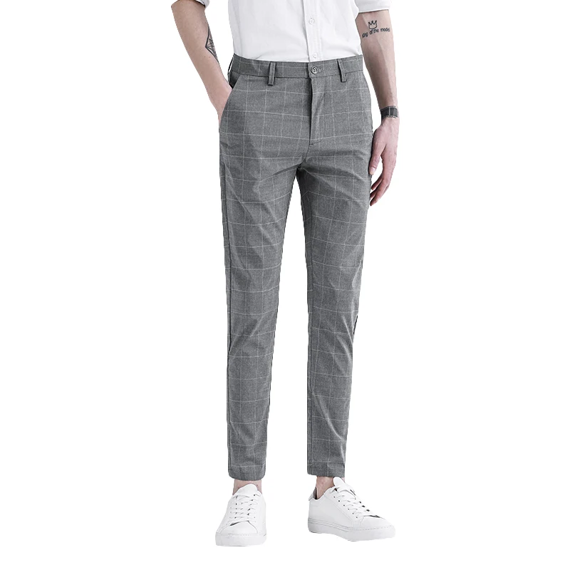 

Men's Trend Autumn Suit Pants 2021 Summer New Nine-point Pants Slim Feet Solid Color Trousers Youth Work Casual Pants