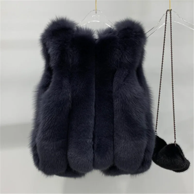 women natural real fox fur vest good quality 100%genuine real fox fur gilets winter thick warm short sleeveless coat