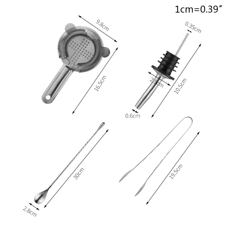 

8pcs Stainless Steel 500ml Cocktail Shaker Bar Set Measuring Cup Mixing Spoon Ice Tong Liquor Pourers
