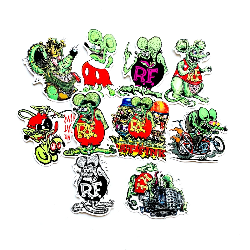 10 шт. крысиная лапка наклейка s Ratfink ПВХ автомобильная на чемодан для скейтборда