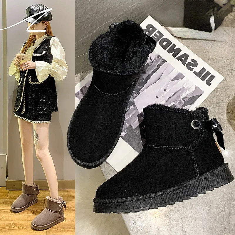

Fashion plus velvet thick snow boots 2022 autumn and winter new shoes flat shoes warm cotton shoes short boots