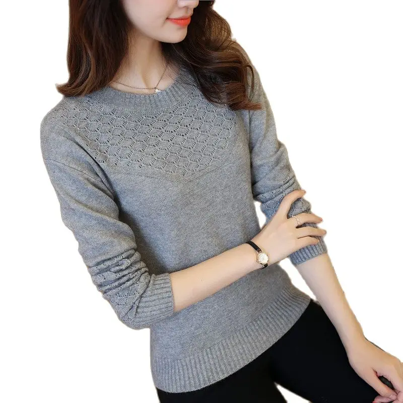 2021 new autumn Korean slim women sweater shirt F1303 hollow female | Женская одежда