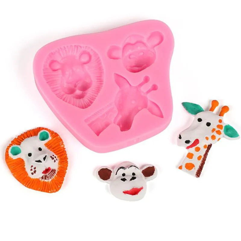 Помадка ремесло торт плесень 3D Обезьяна Жираф Лев Форма Силиконовые формы