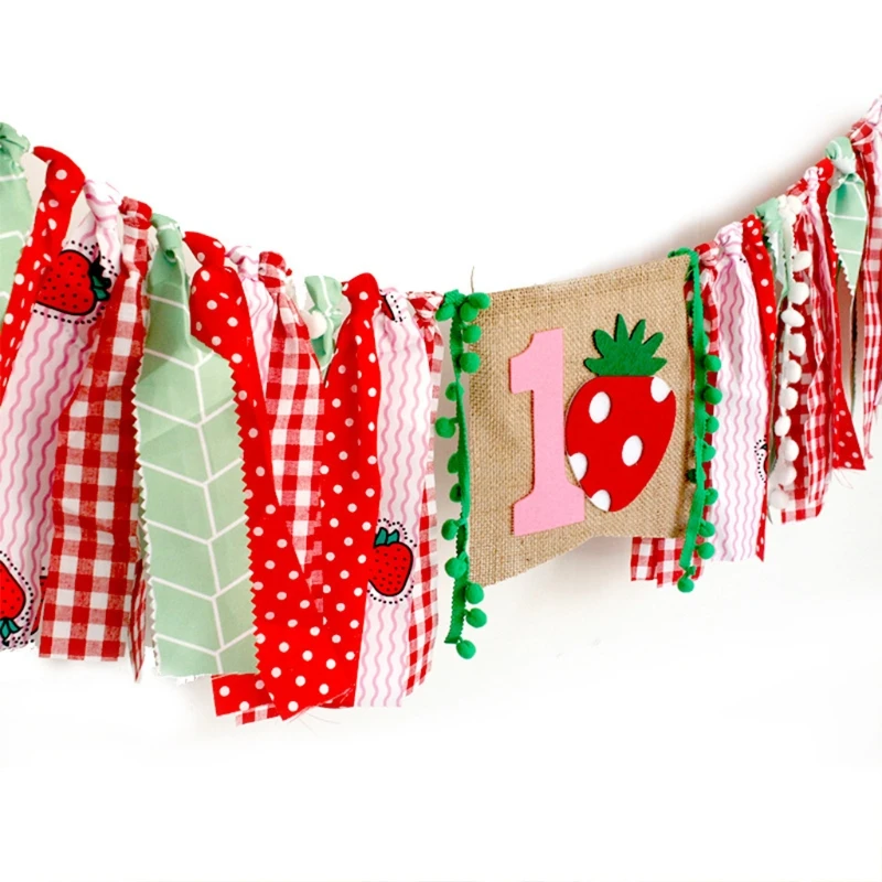 

Strawberry Theme High Chair Banner Garland Sweet Baby First Birthday Photo Props 1st Birthday Backdrop Wall Decorations C5AD