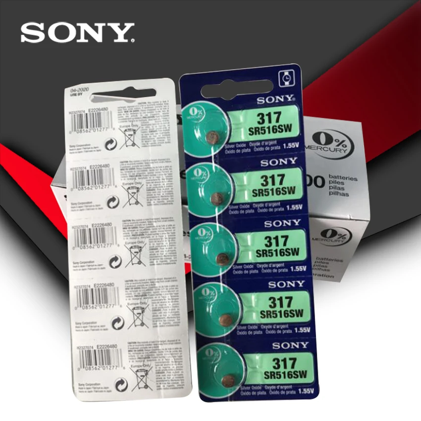 

50pcs Sony 100% Original 317 SR516SW SR516 1.55V Silver Oxide Button Cell Coin Battery High Capacity Calculator Car Remote