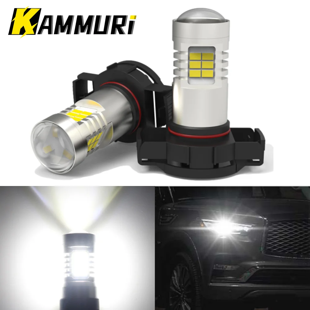 

2x No Hyper Flash Car Lighting Bulb PSX24W 5202 Canbus For Jeep Compass 2017 2018 2019 LED DRL Daytime Running Light White 6000K