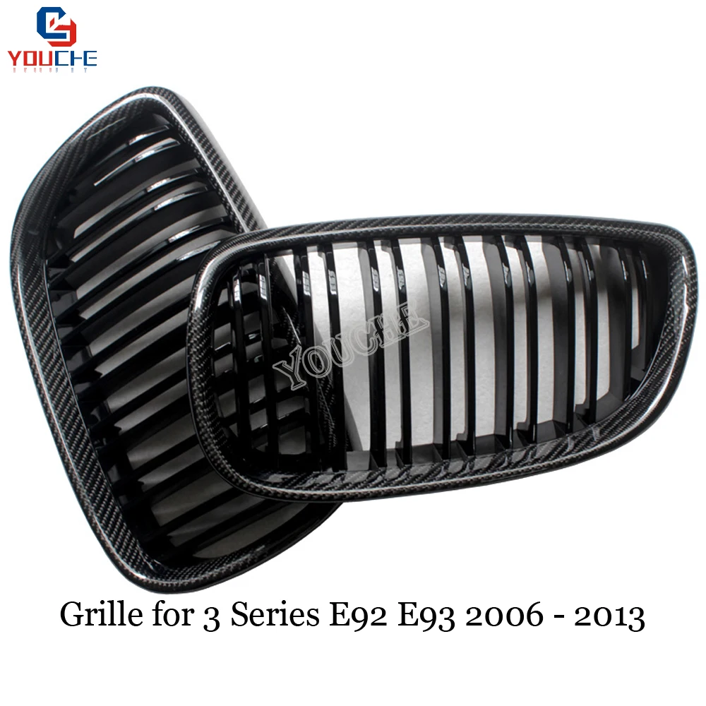 E92 E93 ABS Carbon Fiber Grille For BMW 3 Series 2006 - 2013 Coupe Cabriolet Front Bumper Replacement Grill Mesh | Автомобили и