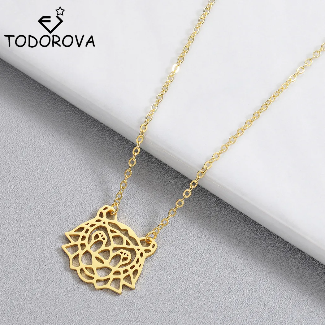 Todorova ожерелья из нержавеющей стали с тигром для женщин Геометрическая подвеска
