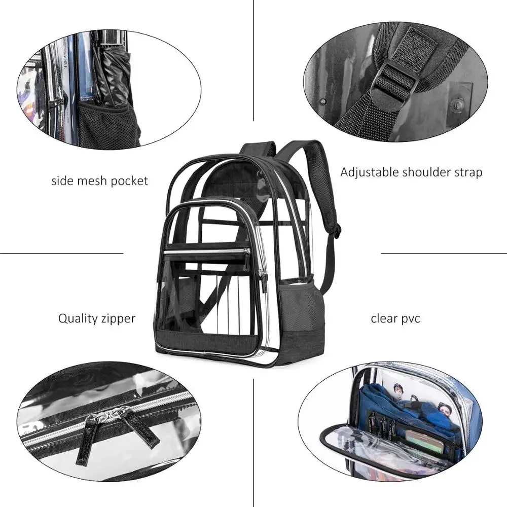 

Lokass Heavy Duty Clear Backpack Transparent Bookbag See Through School Rucksack