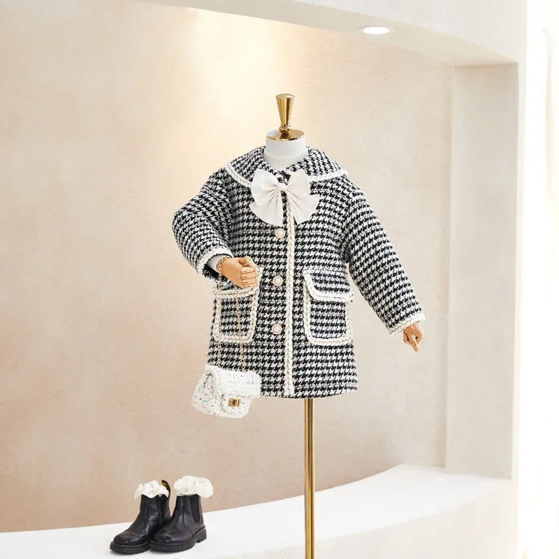 Куртка для девочек 2020 новая осенне-зимняя модная верхняя одежда клетчатая в