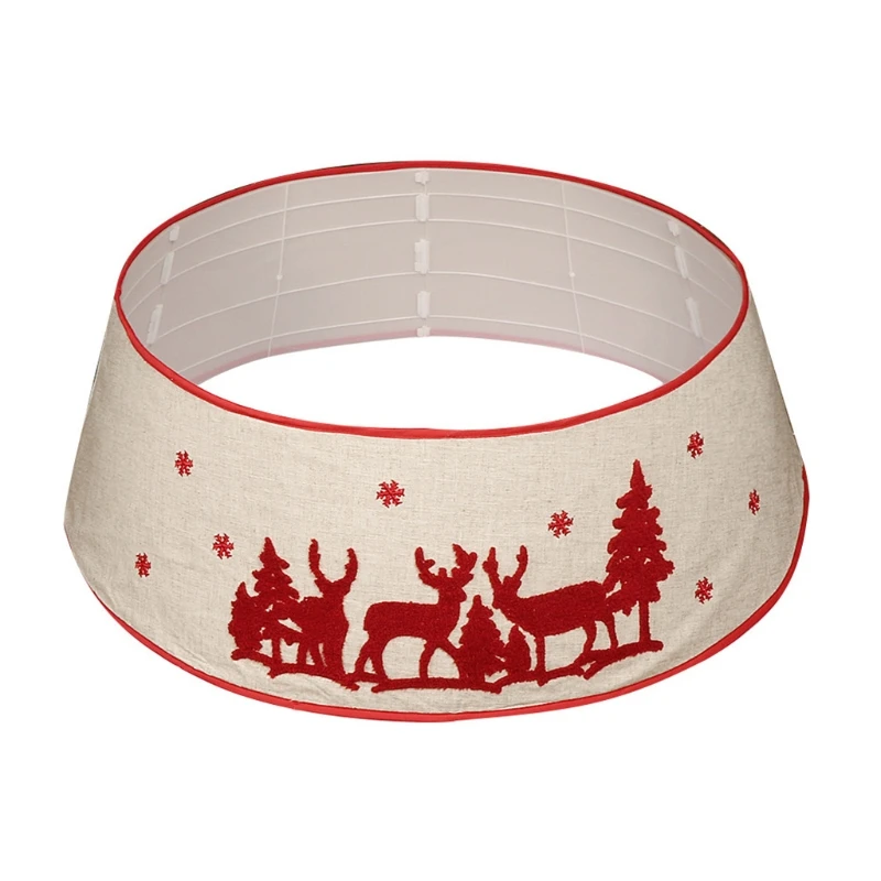 

M17D Christmas Tree Collar 30 Inch Snowflake Elk Xmas Tree Skirt Ring Base Cover Home Winter Holidays New Year Decorations