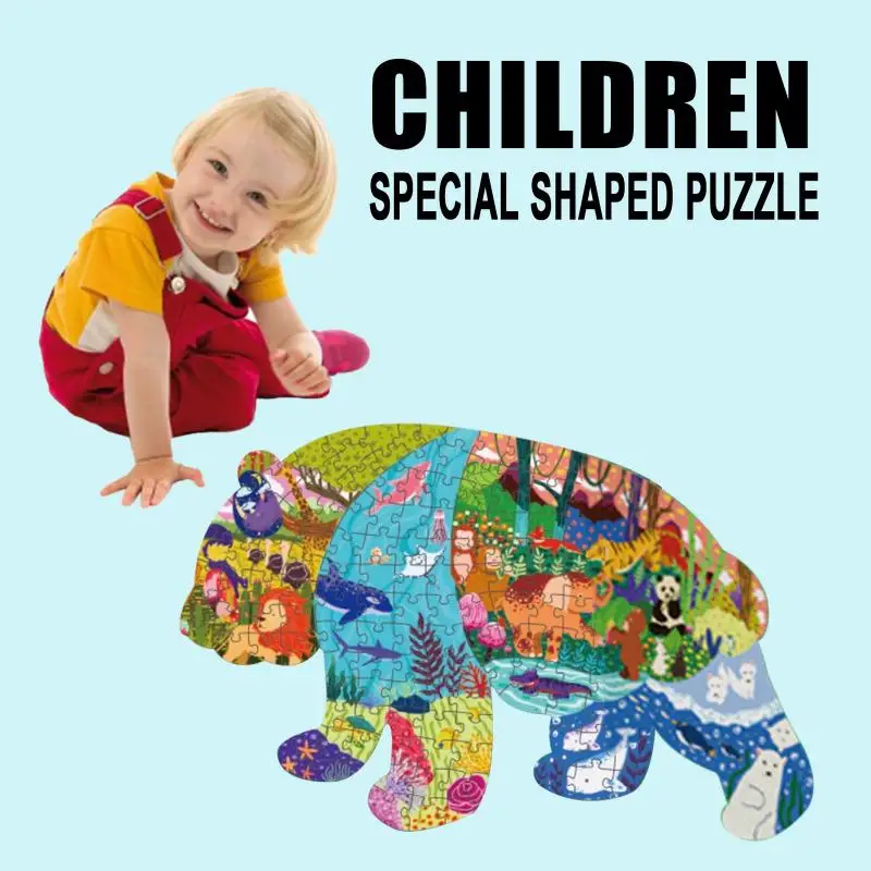 

Color Mysterious Animal Wooden Puzzle Childrenl Educational Jigsaw Puzzle Home Decorations Irregular 3D Puzzle Kids Gift New