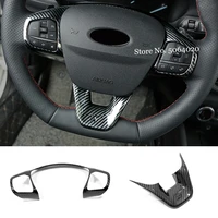 for ford fiesta mk8 2017 2020 accessories abs carbon fibermatte st car steering wheel trim control button frame cover styling