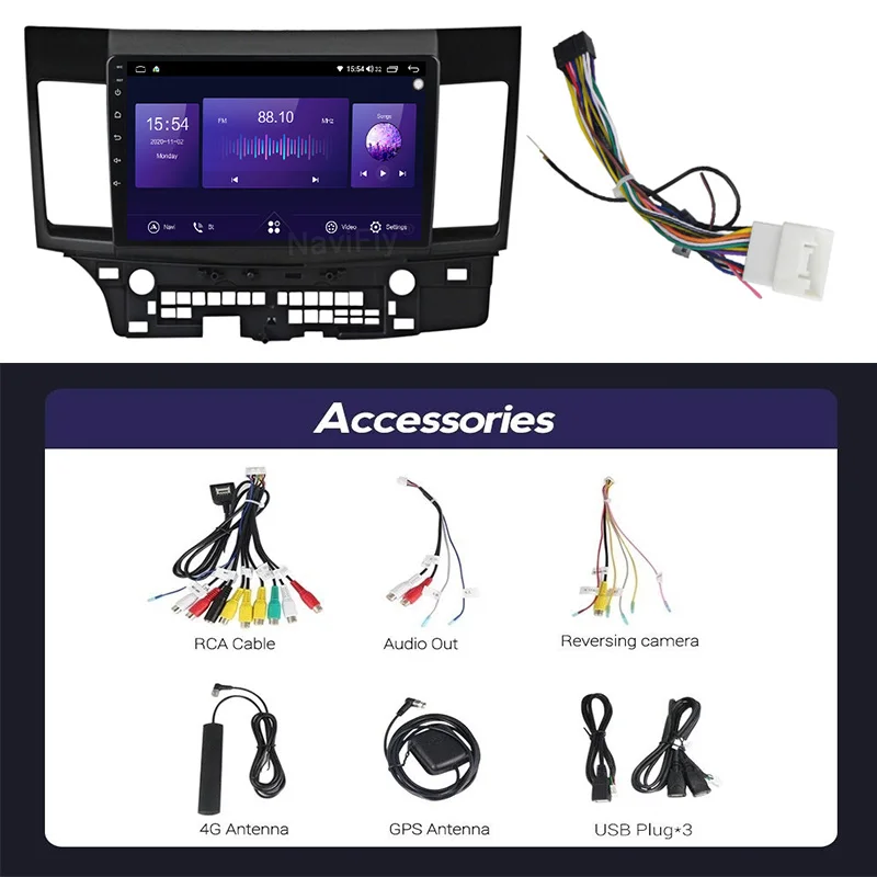 

NaviFly 7862 QLED Screen 1280*720 6GB+128GB Android 10 Car Radio Multimedia Player For Mitsubishi Lancer 10 CY 2007 - 2012