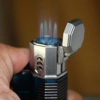 four nozzle jet torch lighter turbo butane refillable gas windproof bbq lighter cigarette keychain lighter smoking accessories