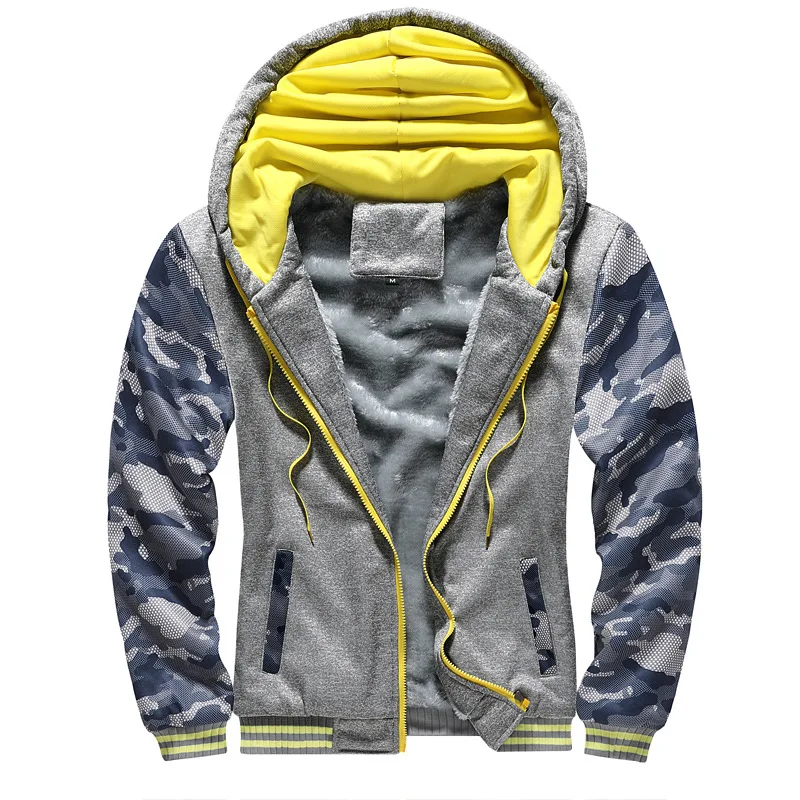 Зимняя Толстая флисовая Мужская спортивная куртка теплое худи на молнии с