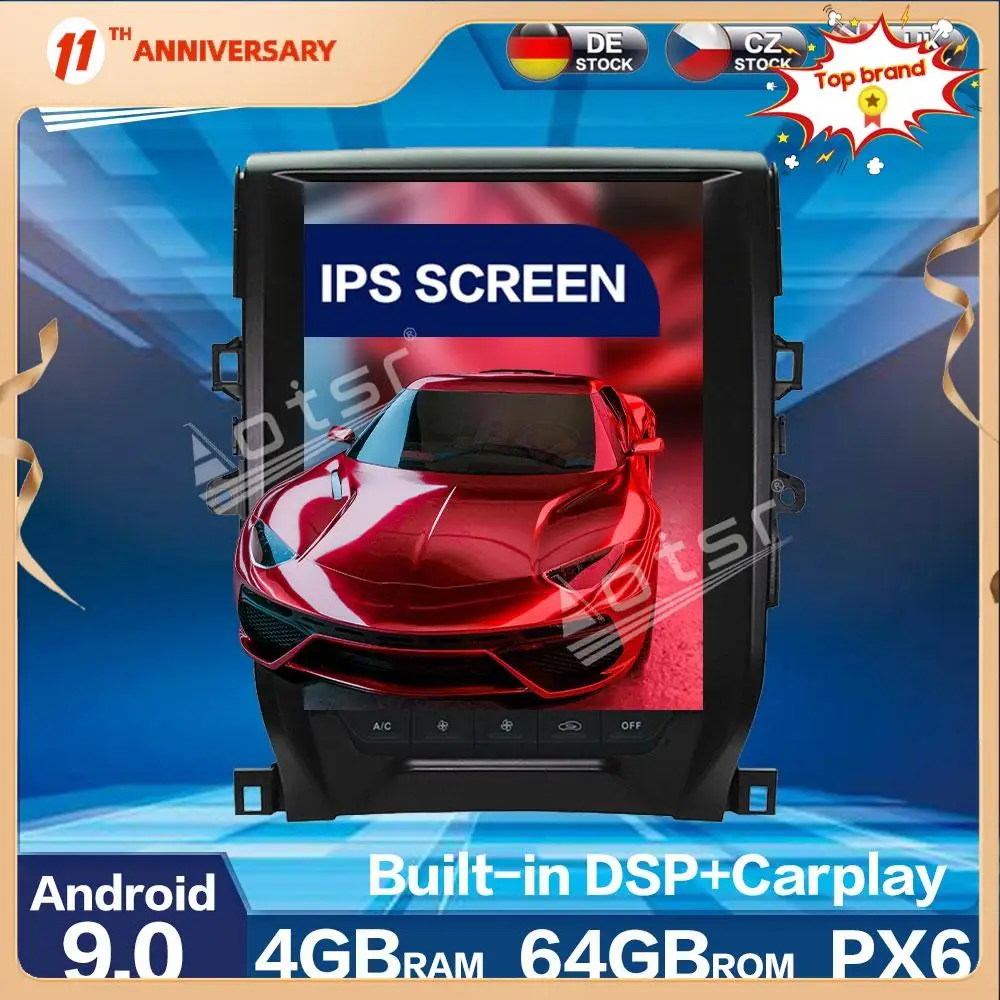 

Aorts Tesla Style PX6 Android 9.0 4+64GB Car Radio Player GPS Navigation Auto Stereo HD Multimedia For Toyota Reiz 2010 - 2013