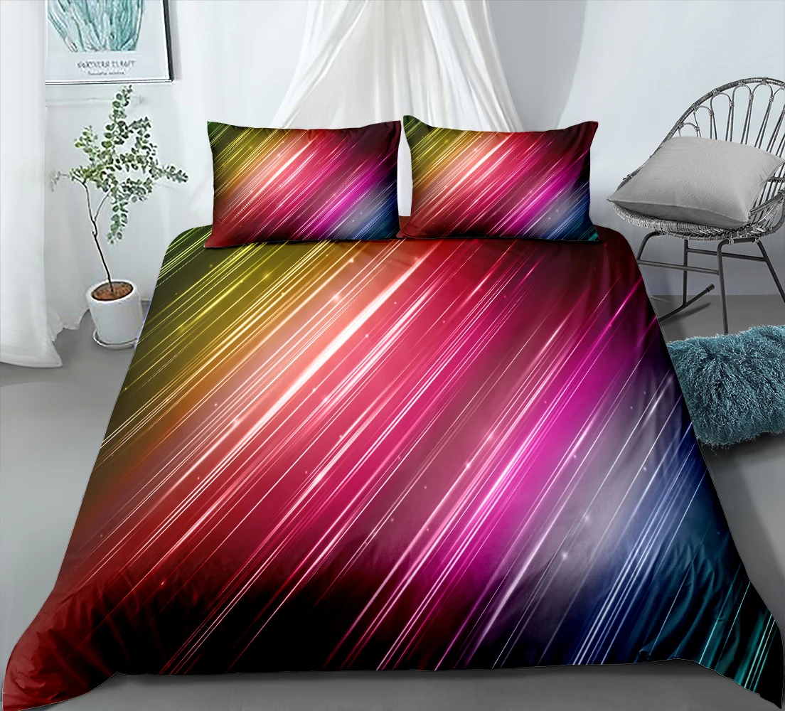 Комплект постельного белья из 3 предметов с радужным 3D принтом пододеяльник для