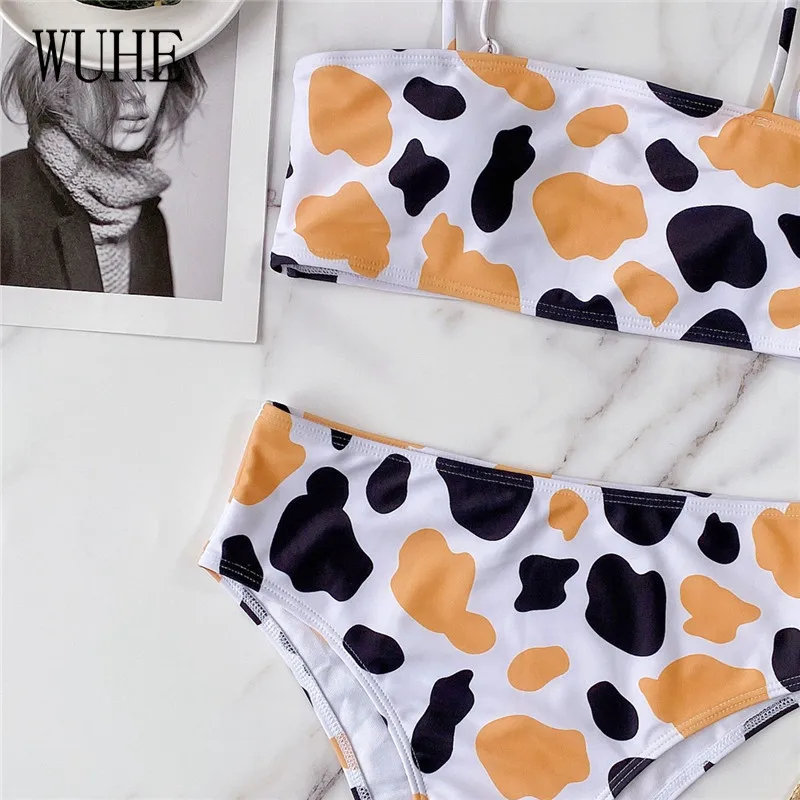 

WUHE Printed Female Swimsuit High Waist Bikini Women Swimwear Two-pieces Bikini Set Swim Lady Padded Bather Bathing Suit