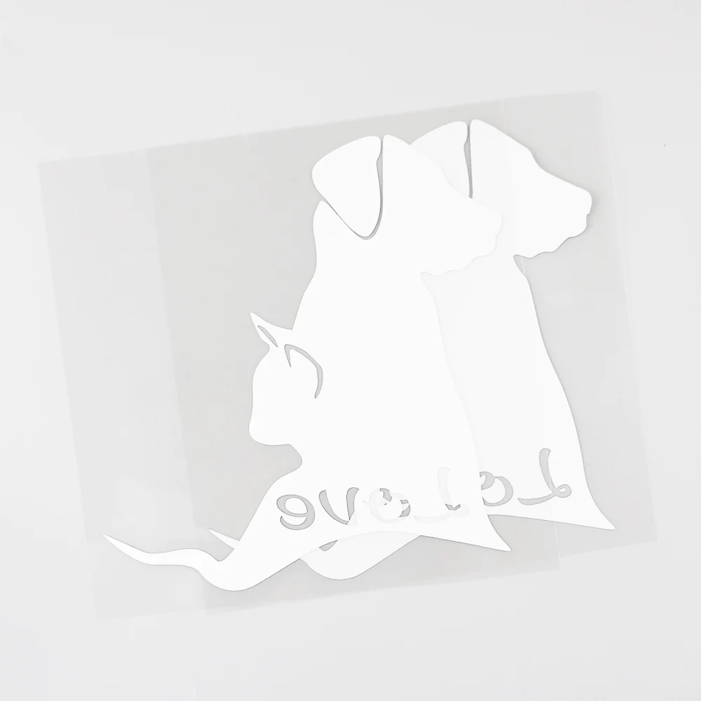 

YJZT 13CM13.4CM For Animal Cat Dog Love Graphic Vinyl Car Sticker Decal Black/Silver 8C-0301