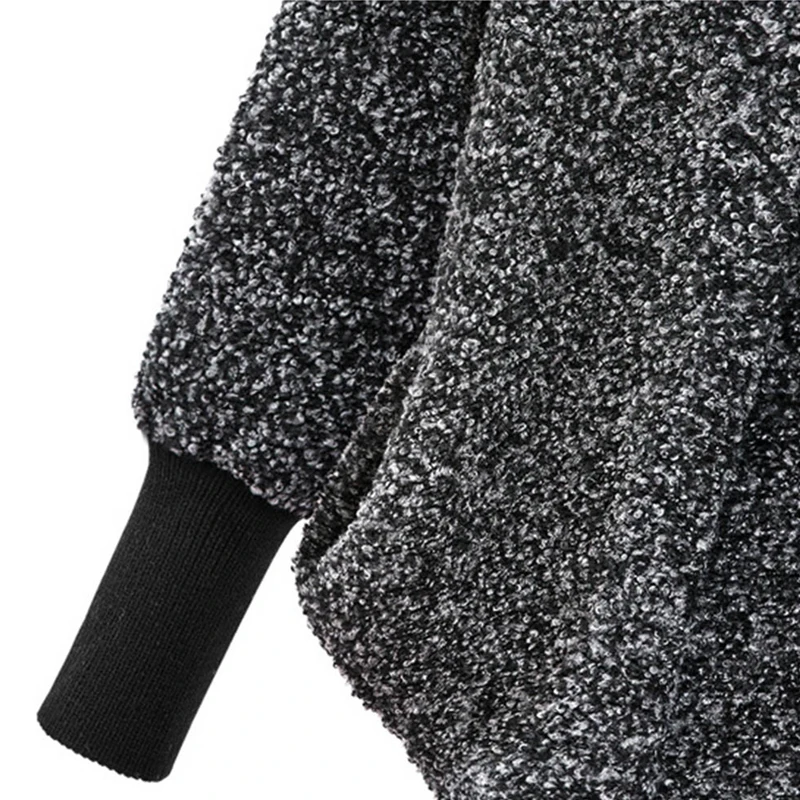 Пальто женское Шерстяное однотонное с длинным рукавом свободная теплая зимняя