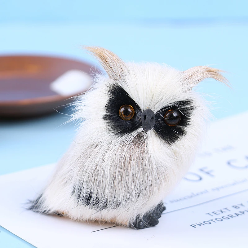 

1pc Lovely Owl Furry Christmas Bird Home Ornament Decoration Simulation Animal Model Gift Random Color