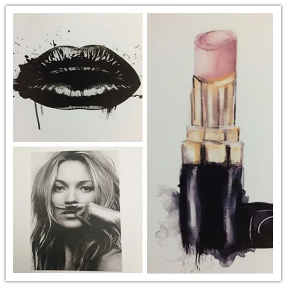 Абстрактная современная мода Make Up холст картины черный белый цвет салон Плакаты