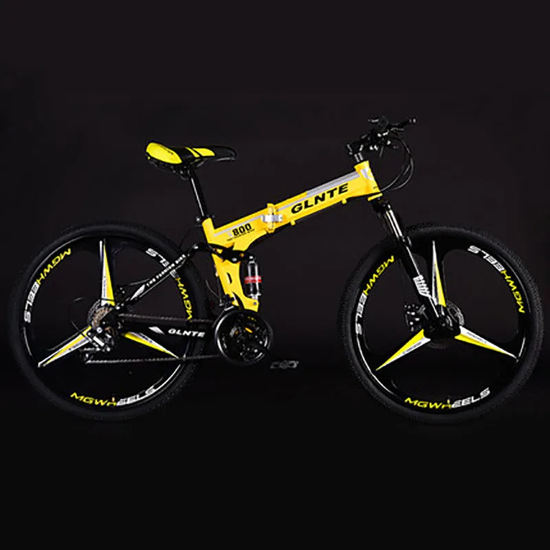 Verkaufen Folding Mountainbike 24 Zoll Nicht-slip Drei-messer Rad Doppel Suspension System Einfach Zu Installieren