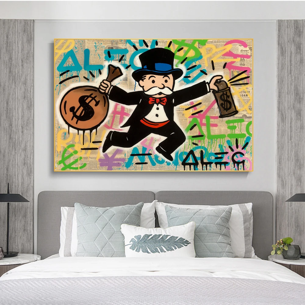 

Alec Monopoly Rich Airways Graffiti Art Paintings on the Wall Art Posters and Prints Street Art Home Decorative Pictures Cuadros