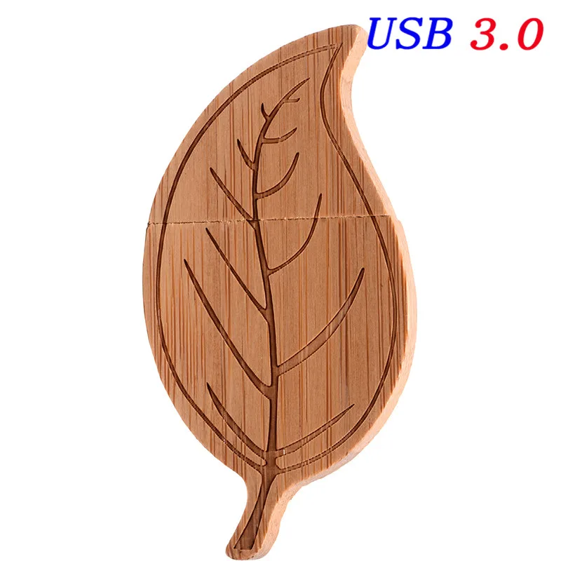 JASTER usb 3,0 usb флэш-накопитель деревянный лист+ коробка карта памяти, Флеш накопитель 4 ГБ 16 ГБ 32 ГБ 64 ГБ 128 ГБ флешка, подарок логотип на заказ - Цвет: Carbonized bamboo