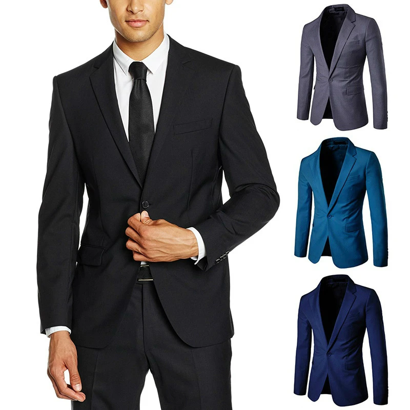 

Весенний повседневный мужской пиджак, приталенный, деловой, офисный костюм, черный мужской костюм, блейзер оверсайз, Топ с длинным рукавом ...