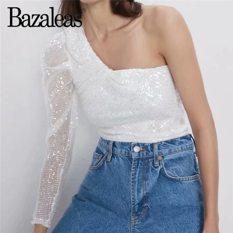 Bazaleas Ретро стиль воротник blusas mujer de moda 2019 модные блузки с аппликацией