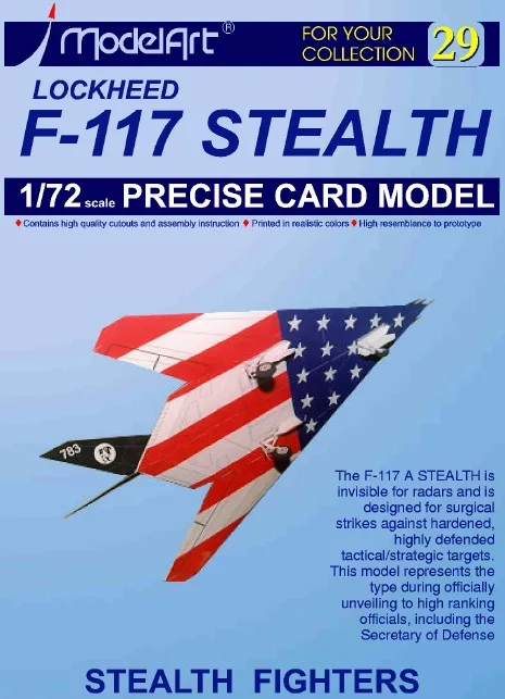1:32 1:72 Американский F-117 стелс-бомбардировщик 3D Бумага модель F117 Ночной Ястреб